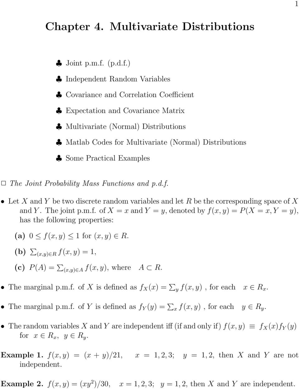 Bivariate distributions pdf